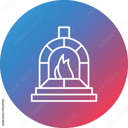 Stone Oven Line Gradient Circle Background Icon