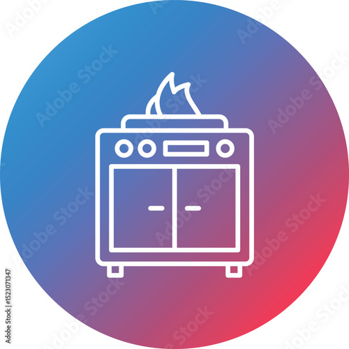 Cooking Range Line Gradient Circle Background Icon