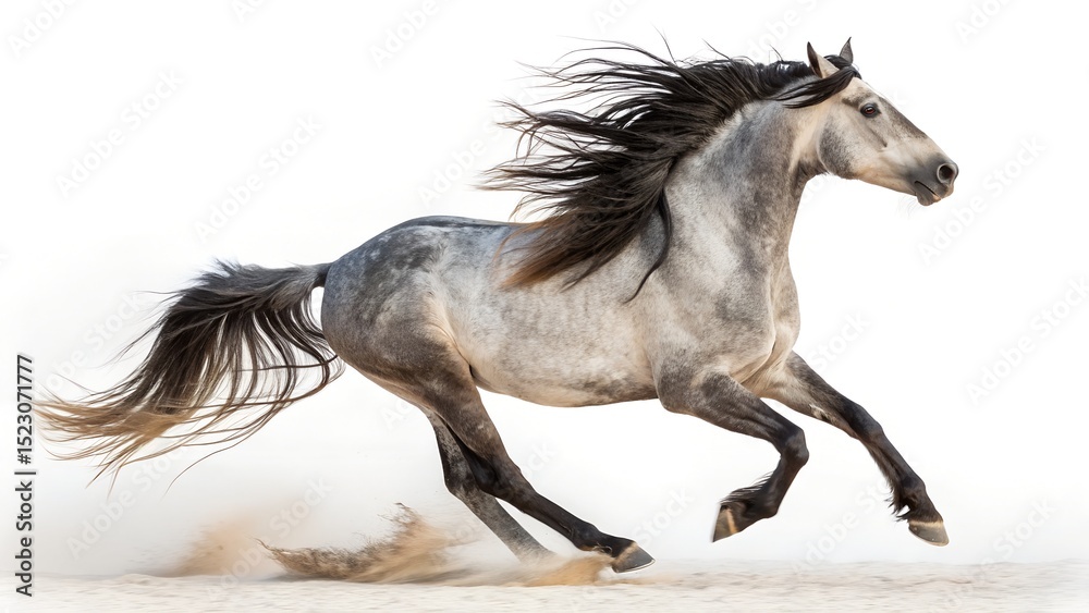 Obraz premium Galloping Wild Mustang, Mane Flowing