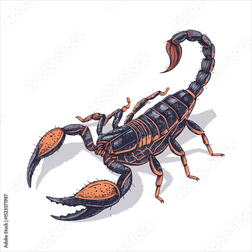 The black scorpion isolated on white background