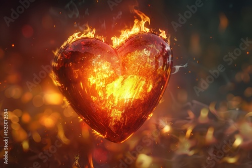 Ultra Quality Image of Heart on Firehigh Detail, 8K