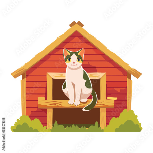 Calico Cat Relaxing In Elevated House