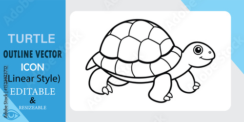 A simple, cartoonish outline drawing of a turtle. Black lines on a white background. Vector format, easily edited and resized.