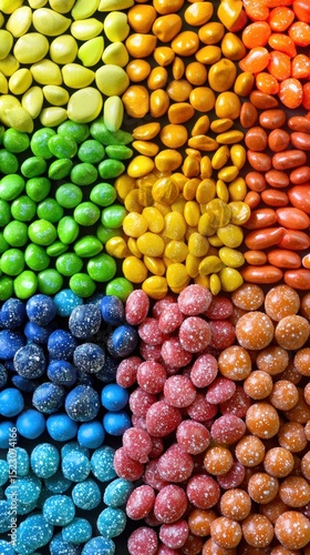 Rainbow of Colorful Candies Displayed