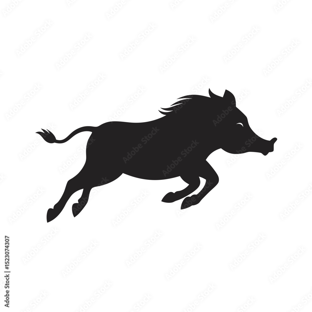 Fototapeta premium Warthog Running Through Silhouette