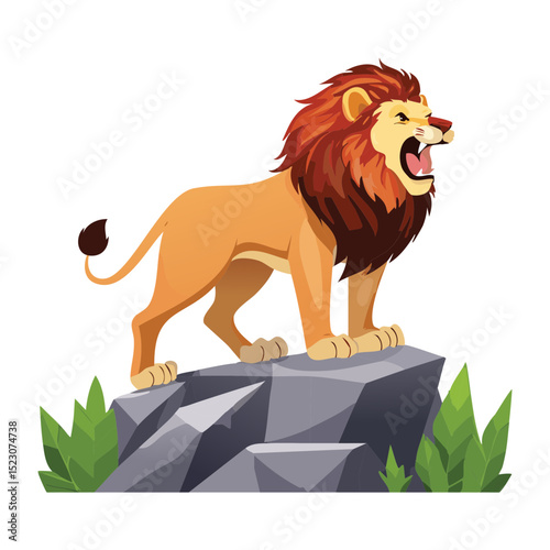 Noble Lion On Stone Plateau Overview