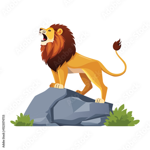 Alert Lion On Rocky Landscape Element