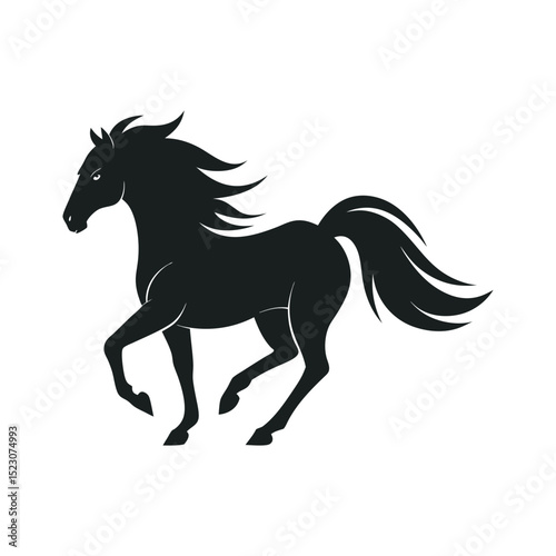 Stallion Galloping Through Open Meadow Silhouette