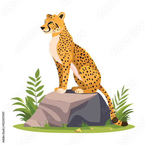 Alert Cheetah Standing On Rocky Outcrop