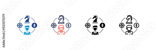 Strategy icon set multiple style collection