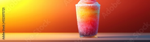 Refreshing Vibrant Frozen Drink in Frosty Glass with Fruit Juice