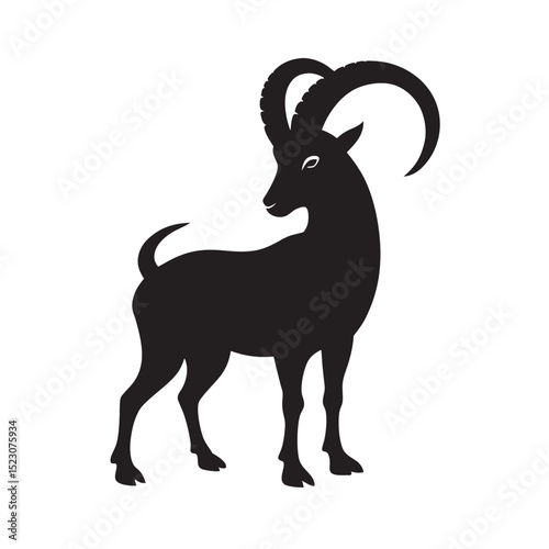 Ibex Standing Selhouette Vector