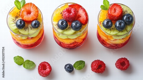 Artfully Arranged Fruity Dessert in Glass