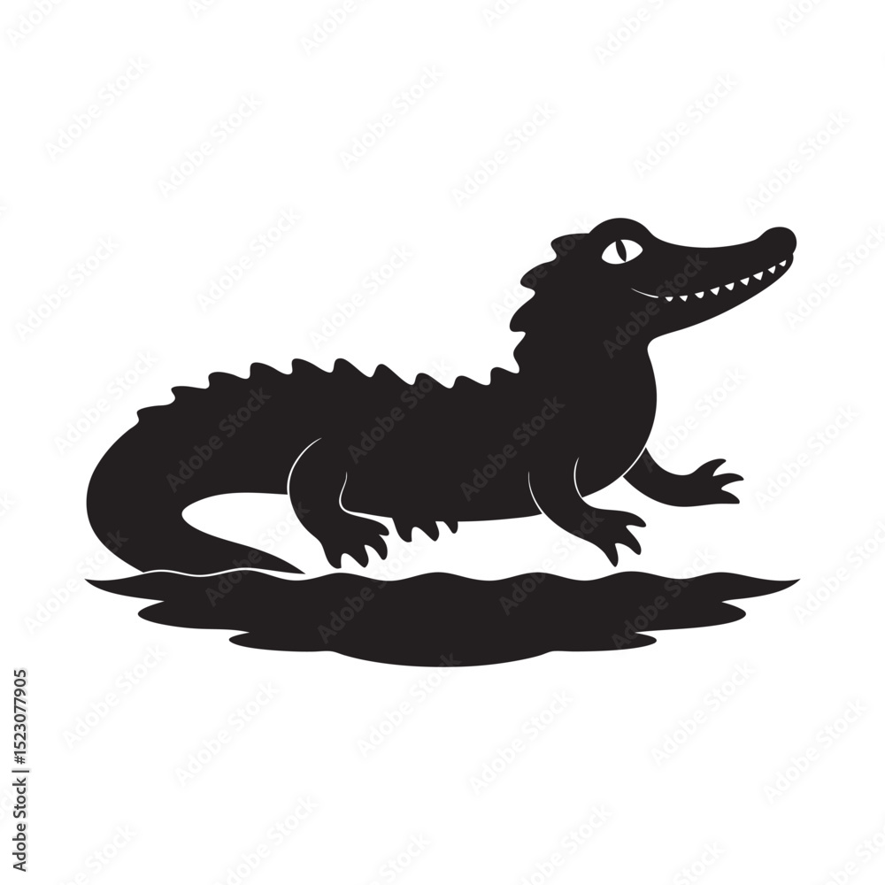 Obraz premium Alligator Sunbathing On Riverbank