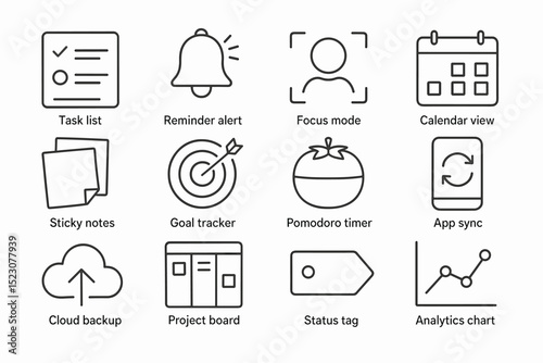 Icons for task management and productivity tools