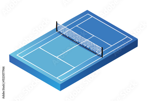 Isometric Dark Blue Tennis Court Net