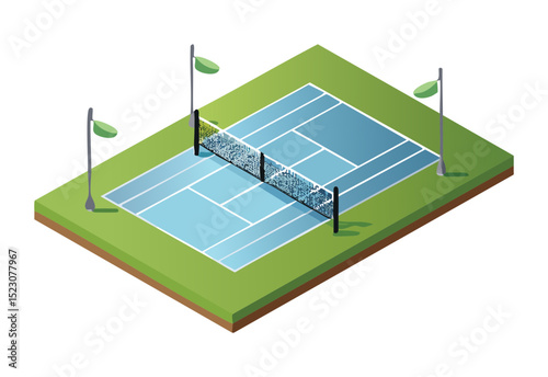 Isometric Light Blue Tennis Court Poles