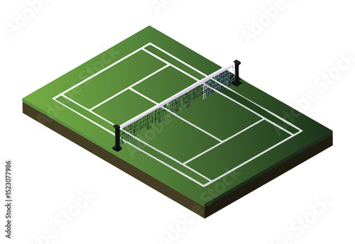 Isometric Dark Green Tennis Court Poles