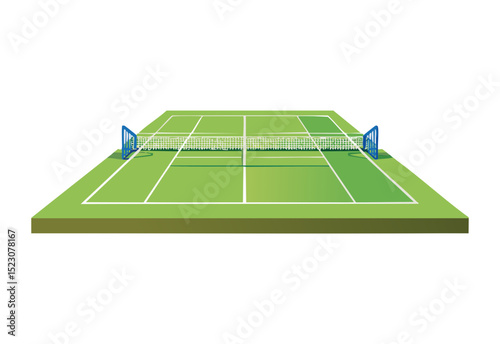 Isometric Blue Tennis Court Net Poles