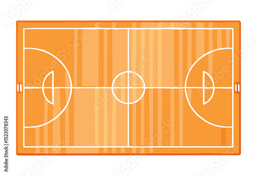 Overhead Orange Basketball Court Multiple Circles