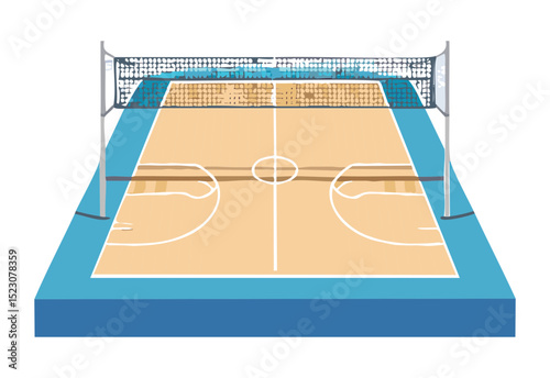 Isometric Volleyball Court with Roof Structure