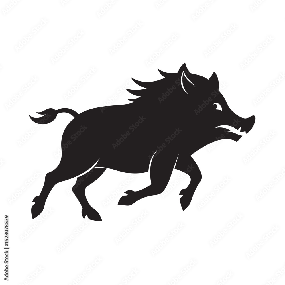 Naklejka premium Boar Running Through Forest Path