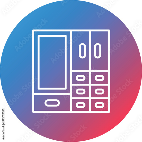 Wardrobe Line Gradient Circle Background Icon