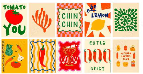 Vector illustration of Italian pasta featuring a modern, fun, and stylish food art design. Perfect for food-related branding, menu design, kitchen & cafe wall decor, posters or kitchen decor.