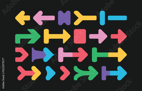 Colorful Arrow Pattern on a Dark Background Abstract pattern various colorful arrows black backdrop arrows pattern