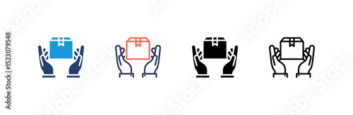 Package icon set multiple style collection