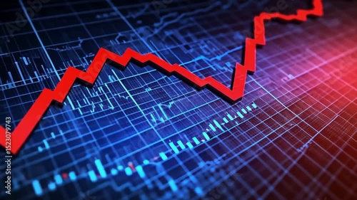 Financial Crisis: Red Downward Trend Line on Digital Chart