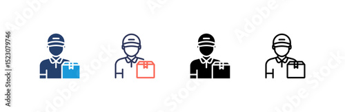 Delivery Man icon set multiple style collection