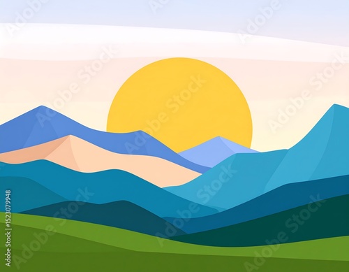 Colorful mountain landscape at sunrise (2)