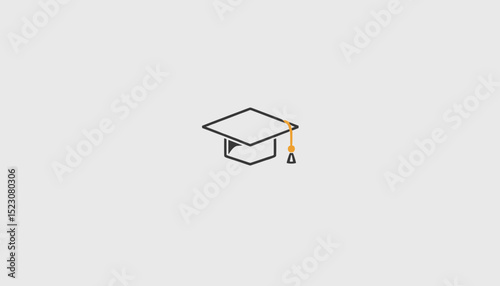 Minimal line art icon of graduation cap with tassel on light background symbolizing academic achievement and higher education