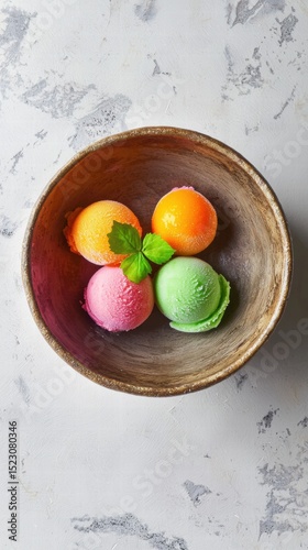 Rustic Bowl of Fresh Fruit Assortment