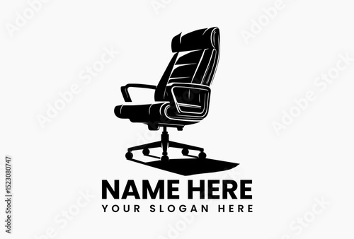 Professional ergonomic office seating vector logo with customizable adjustments and smooth wheels  