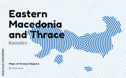 Spiral Line Pattern Map of Eastern Macedonia and Thrace with Komotini as the Capital