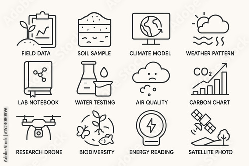 Scientific icons for environmental research and climate analysis