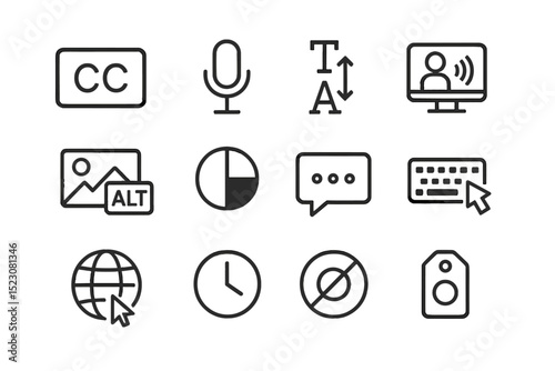 Multimedia icons: accessibility, communication, and technology symbols