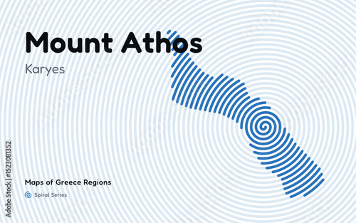 Spiral Line Pattern Map of Mount Athos – Autonomous Monastic Region of Greece