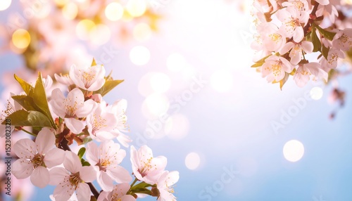 Spring blossoms against a pastel sky