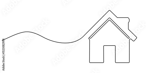 continuous line simple house.one line drawing of housing, real estate, property. single line vector illustration. isolated white background, Continuous thin line home vector illustration, minimalist