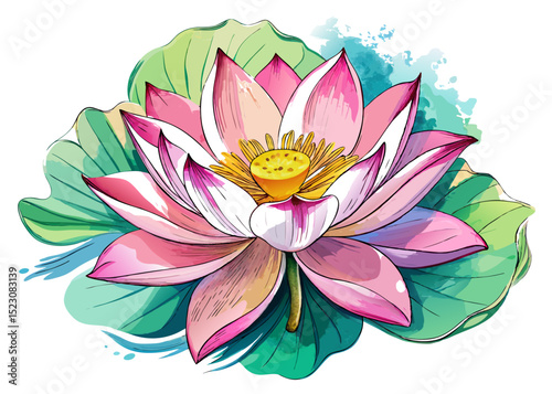 Lotus Watercolor Flower SVG – Botanical Clipart for Spiritual Decor, Crafts, and Sublimation