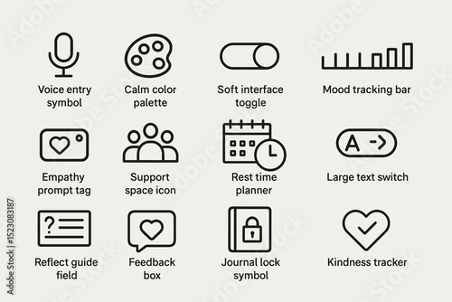 Minimalist ui elements for voice entry, mood tracking, and kindness tracking