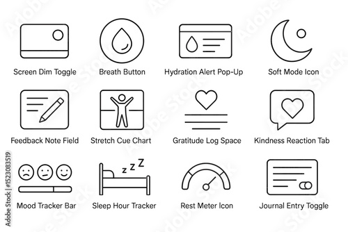 User interface icons for wellness and lifestyle apps