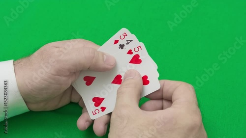 poker straight from ace to five, slow motion
