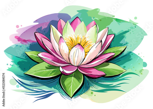 Lotus Watercolor Flower SVG – Botanical Clipart for Spiritual Decor, Crafts, and Sublimation