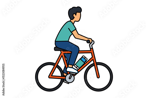 Person Riding Bicycle in Flat Vector Style Illustration
