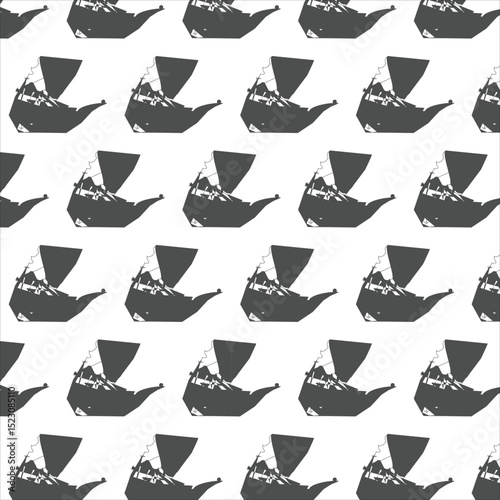 pattern with black boat vector