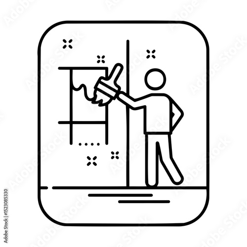 Person painting a wall with a brush, minimalistic design for home renovation and DIY projects